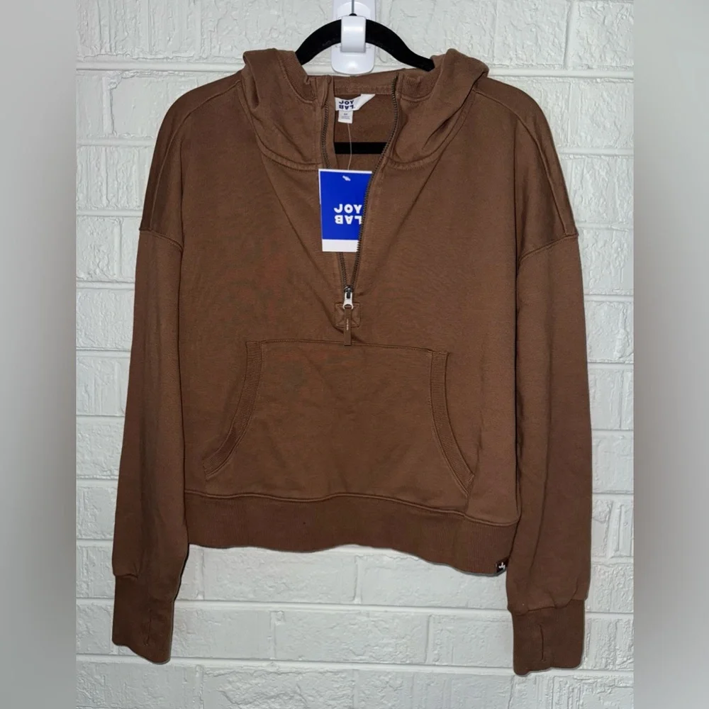 NWT JOYLAB women’s French Terry 1/2 Zip Hooded Pullover Sweatshirt M & XL ✨ - Picture 5 of 8